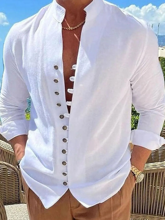 Men's Full Size Button Up Long Sleeve Shirt Plus Size