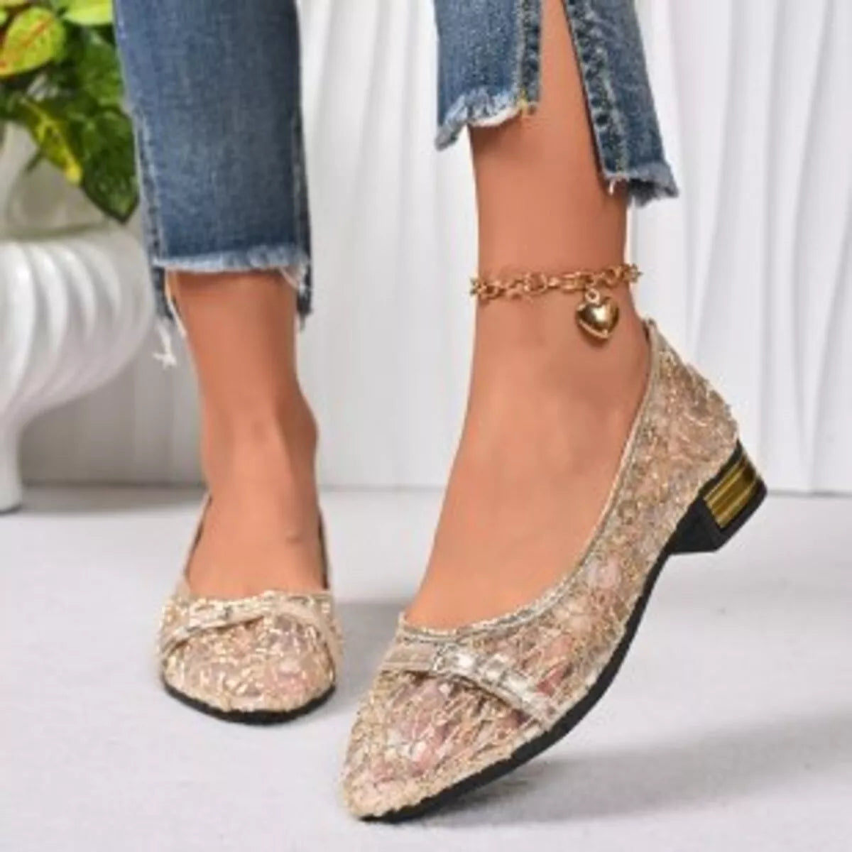 Point Toe Block Heels Loafers