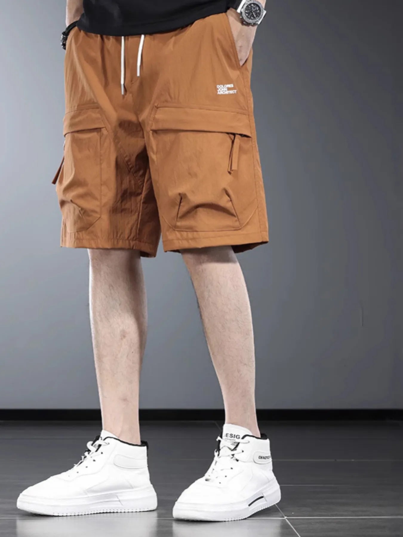 Men's Plus Size Drawstring Cargo Shorts