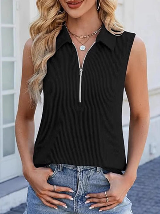 Half Zip Sleeveless Tank