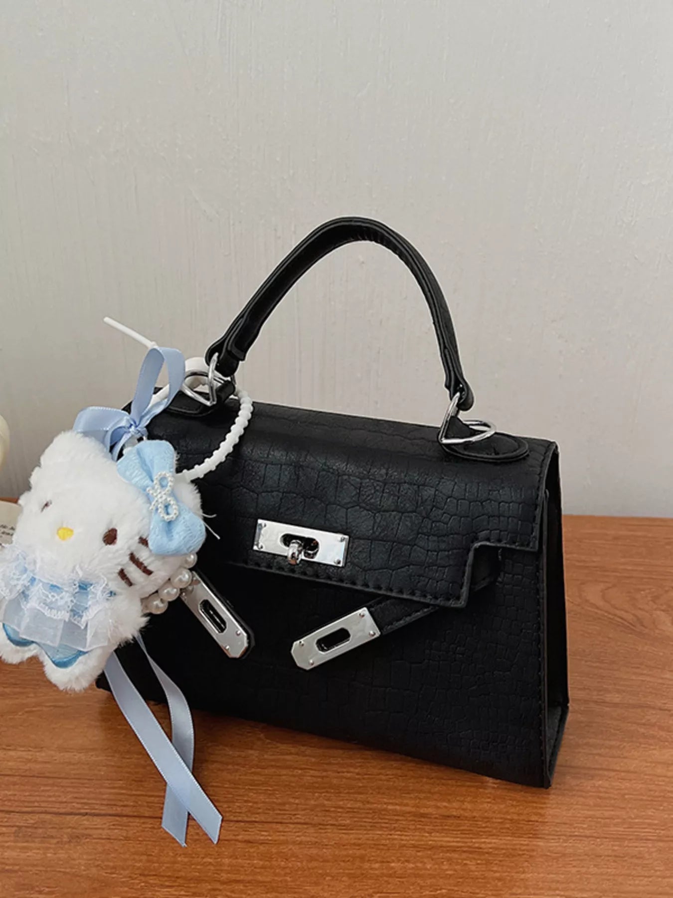 Croc-Embossed Mini Crossbody Bag