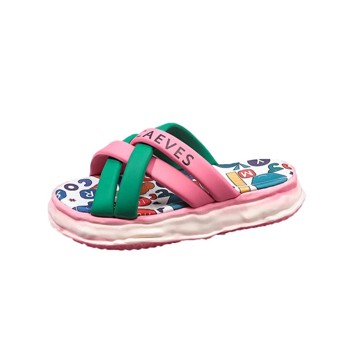 Colorful Letter Print Platform Sandals