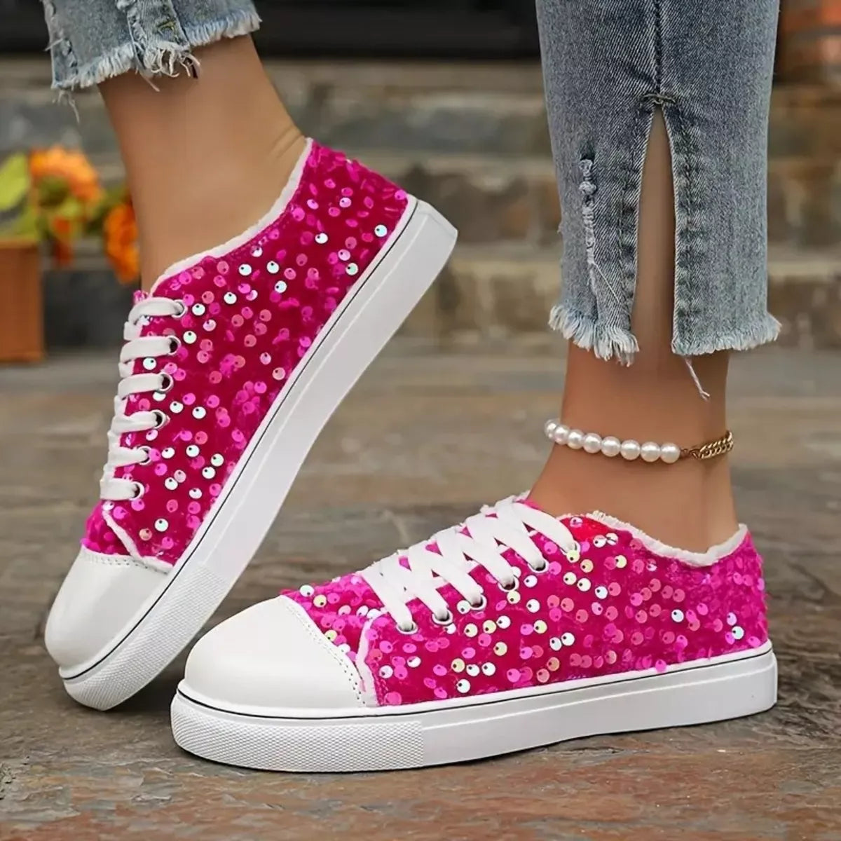 Sparkling Sequin Low-Top Sneakers