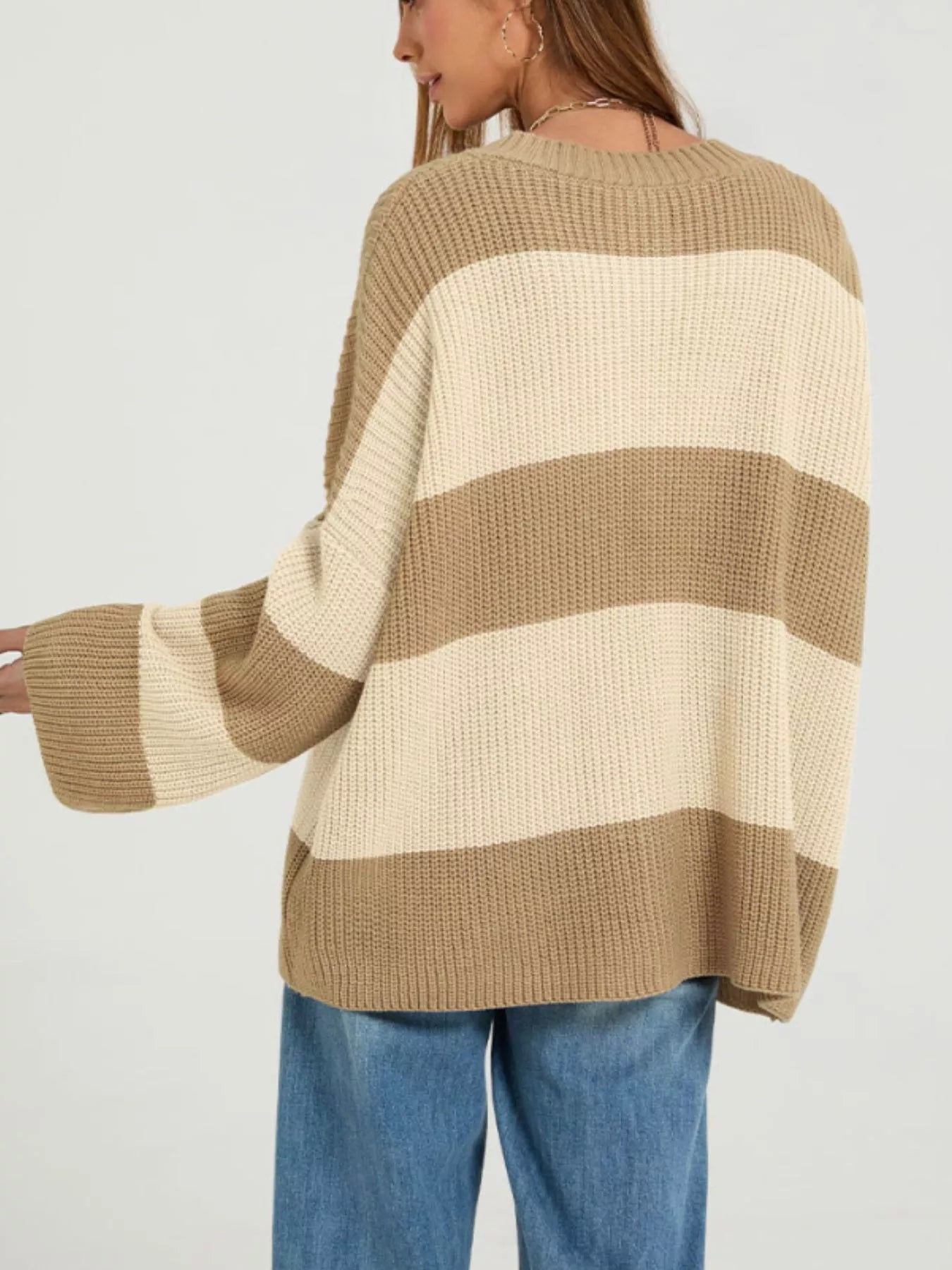 Color Block Striped Button-Up Cardigan