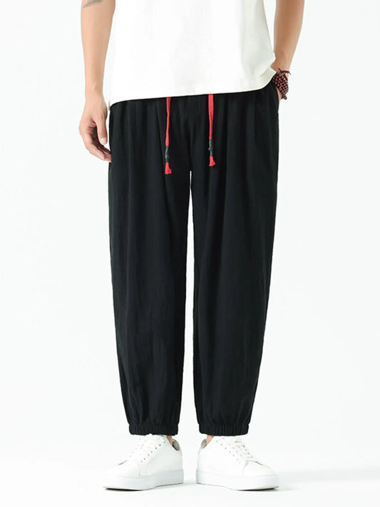 Men's Drawstring Wide Leg Relaxed Fit Pants