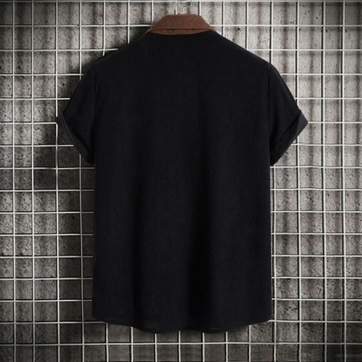 Men's Plus Size Classic Color Block Short Sleeve Shirt