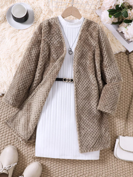 Children's Textured Sweater Dress and Open Front Cardigan Set