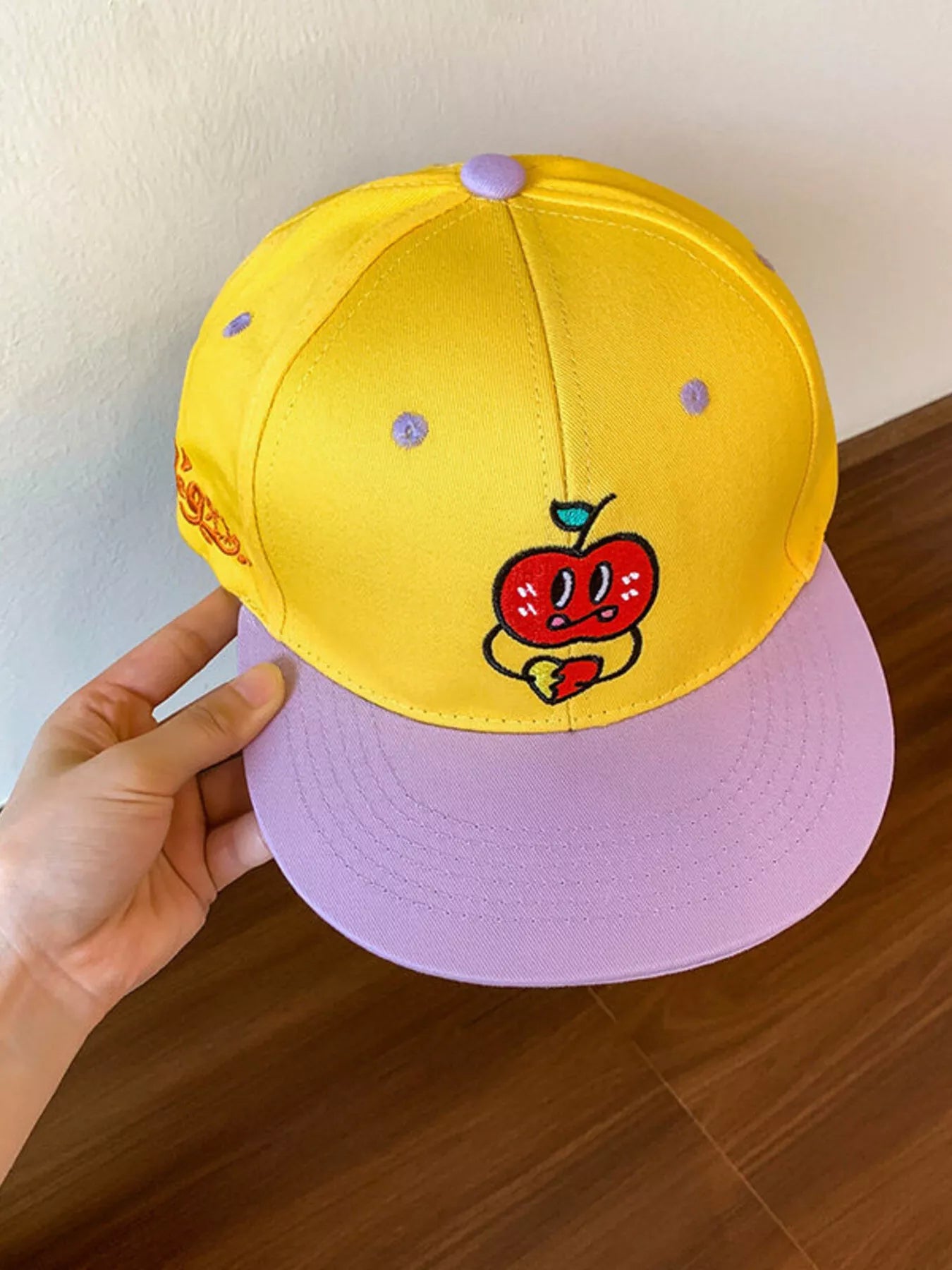 Cartoon Apple Embroidered Baseball Cap