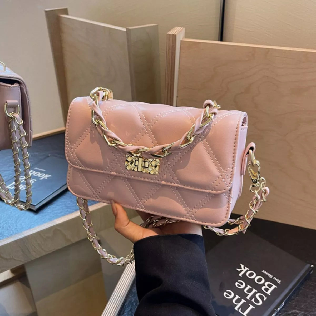 Quilted Chain Strap Crossbody Bag
