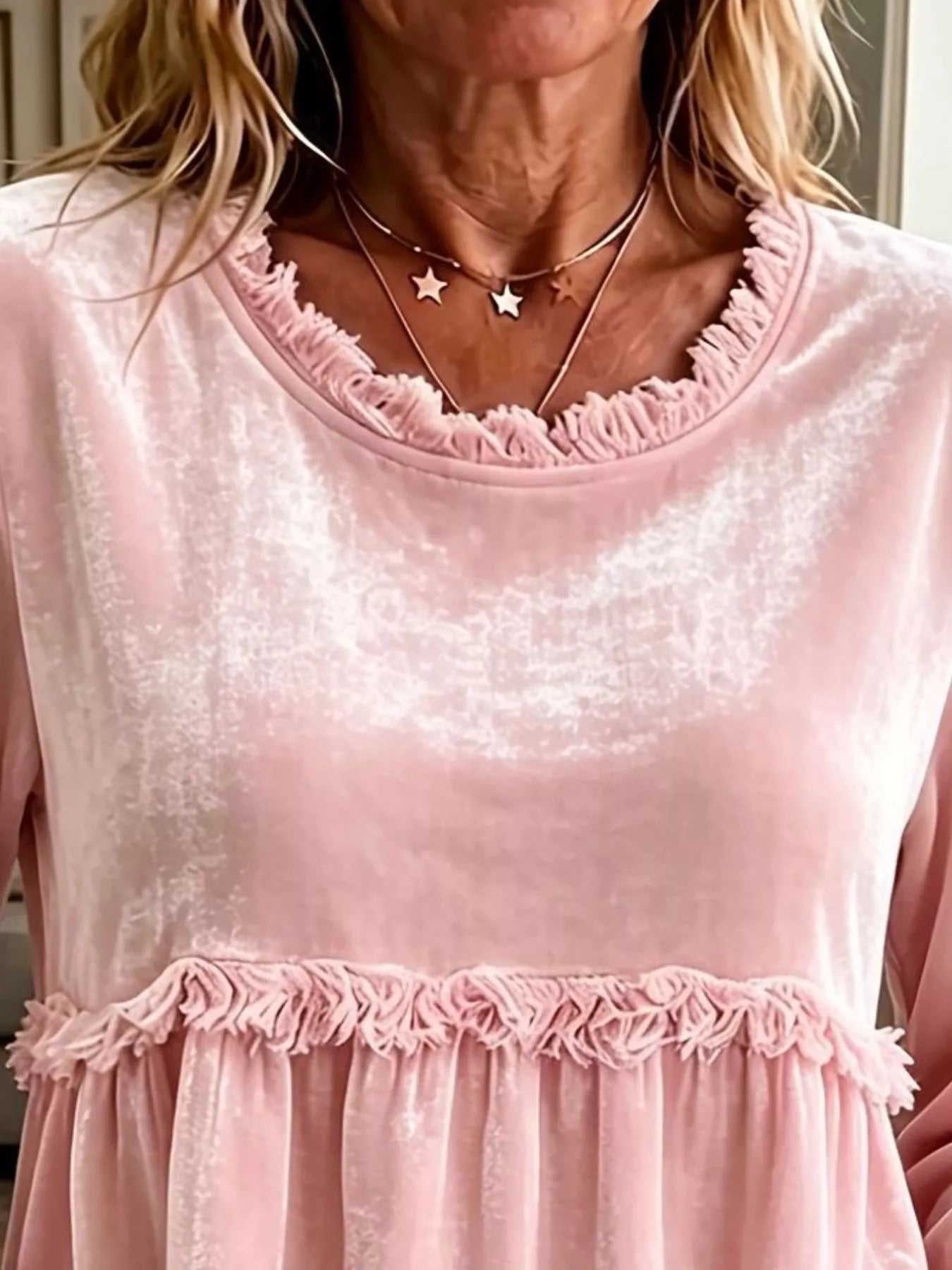 Fringed Hem Long Sleeve T-Shirt