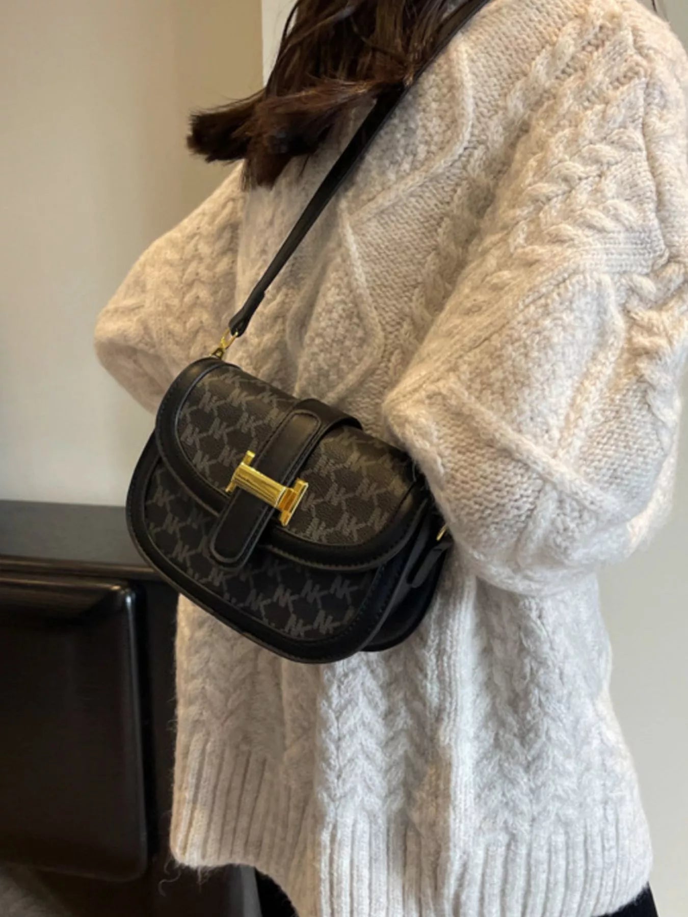 Patterned Flap Crossbody Bag
