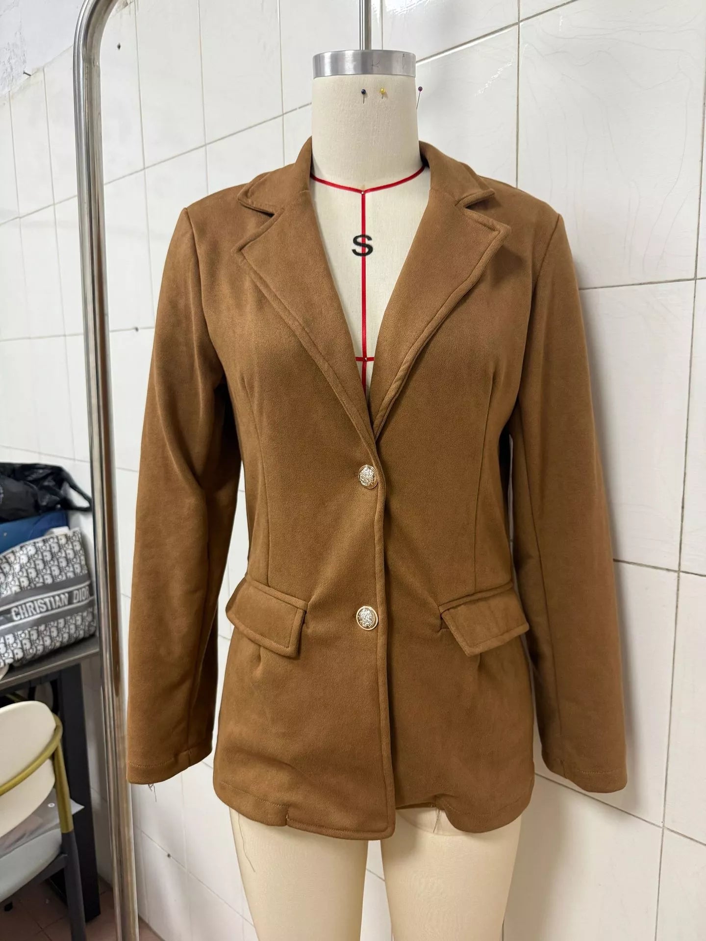 Single-Breasted Lapel Collar Blazer
