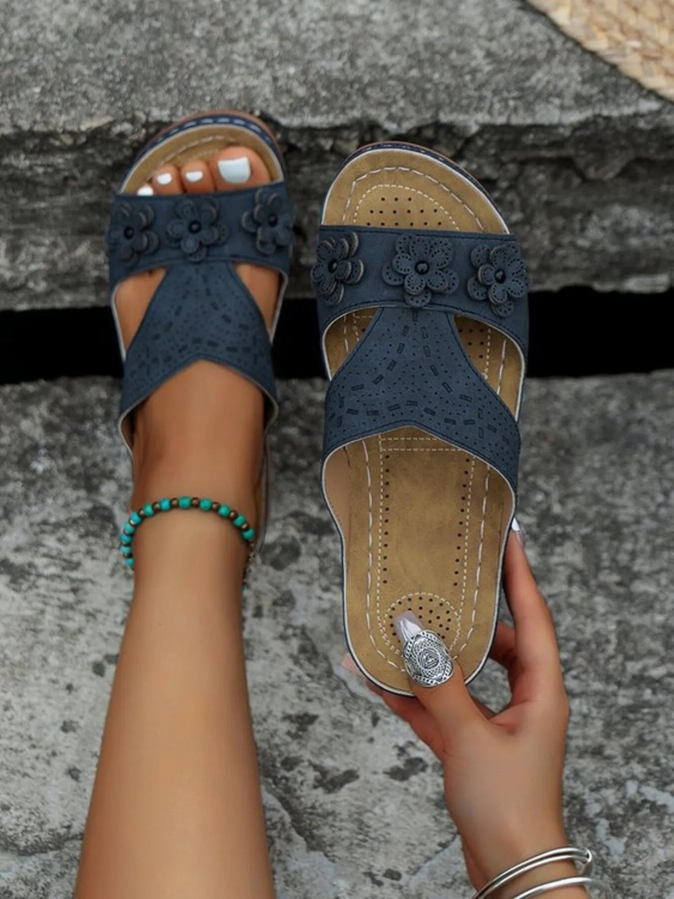 Cutout Flower Open Toe Sandals