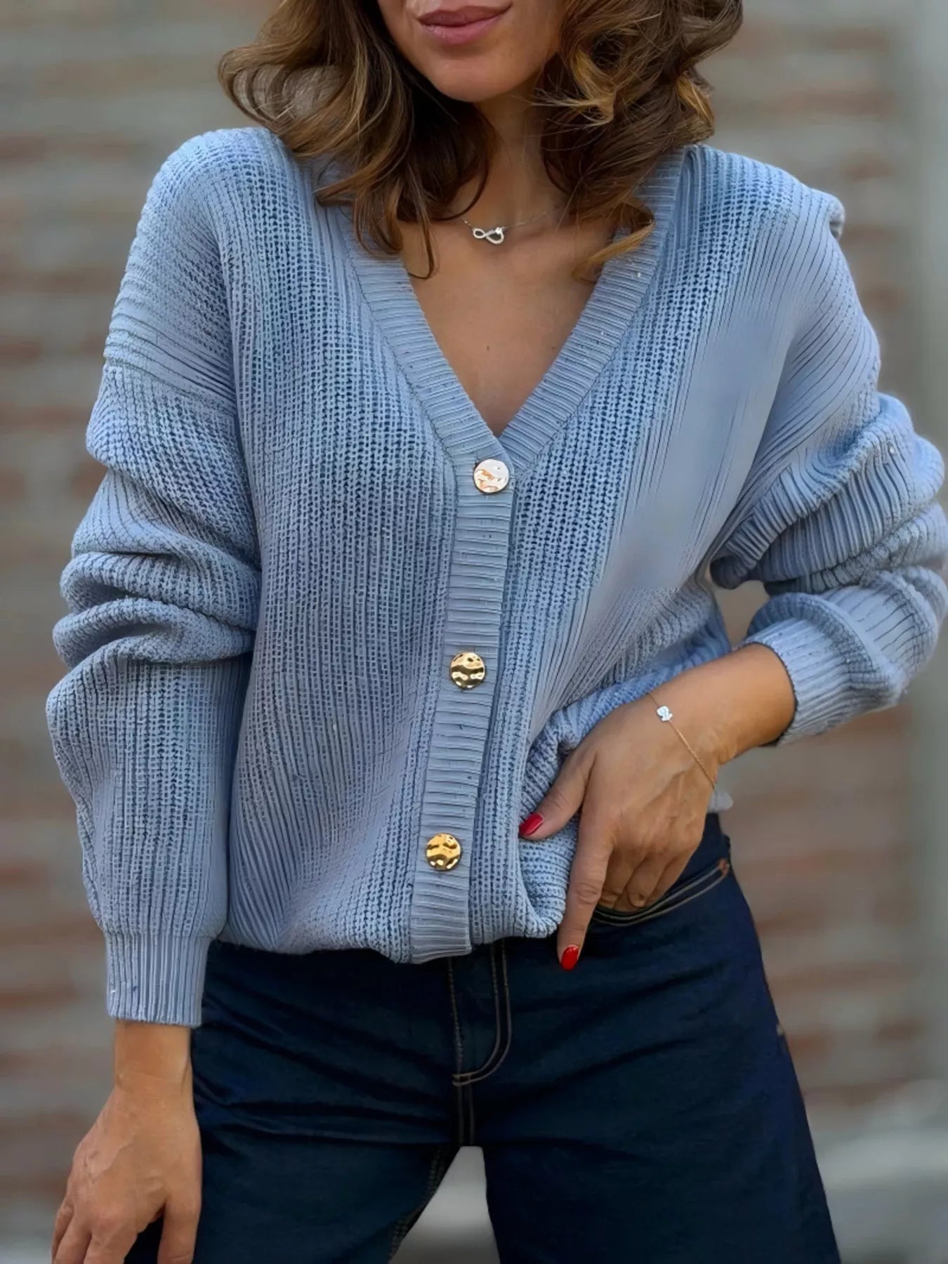 Full Size V-Neck Button-Up Cardigan Plus Size