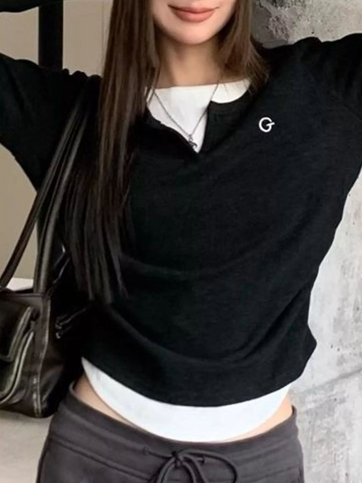 Layered Look Long Sleeve T-Shirt