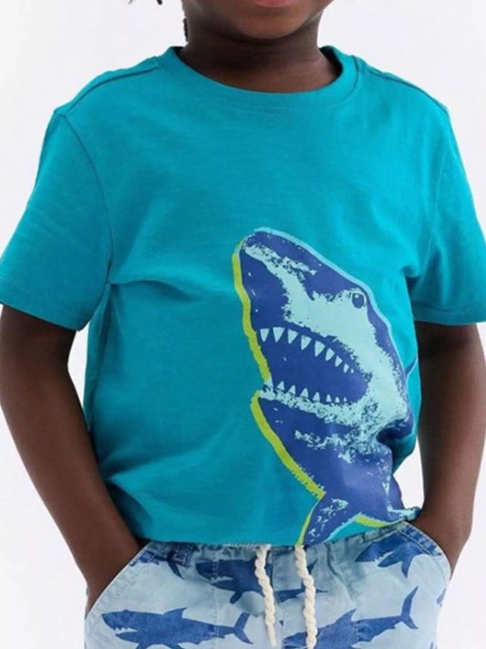 Children's Cool Shark Graphic Short Sleeve T-Shirt