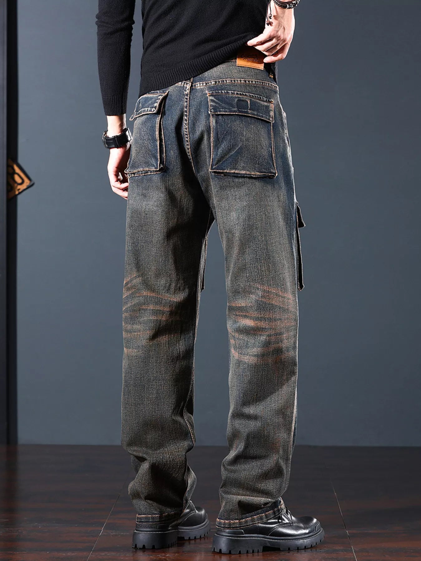 Men's Vintage Wash Cargo Jeans
