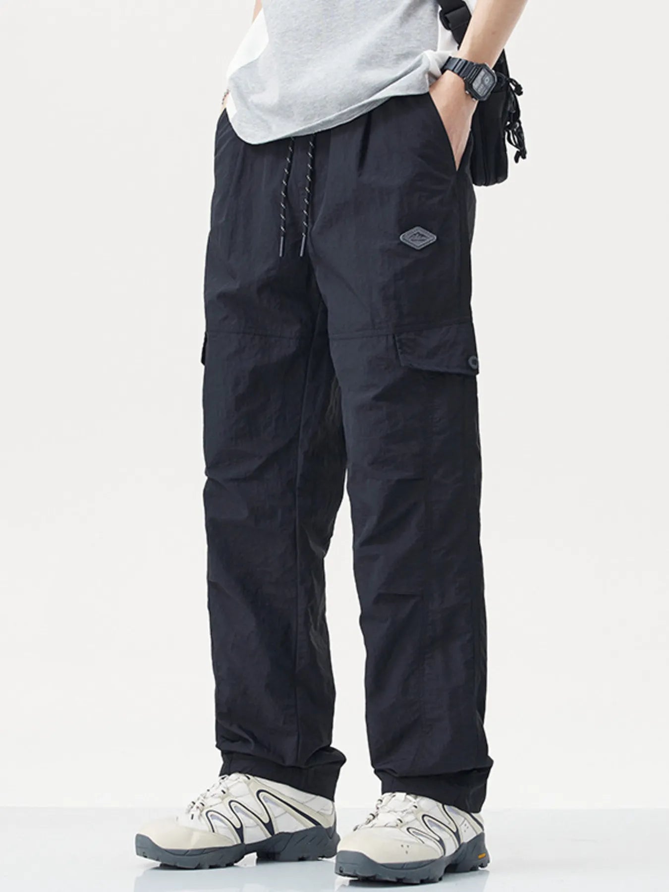 Men's Plus Size Relaxed Fit Cargo Pants with Drawstring