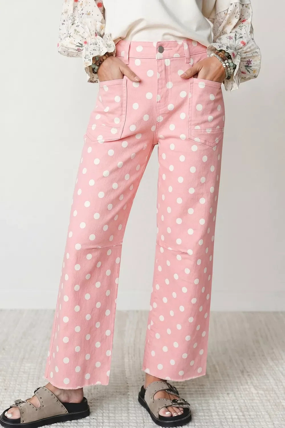 Polka Dot Wide Leg Jeans