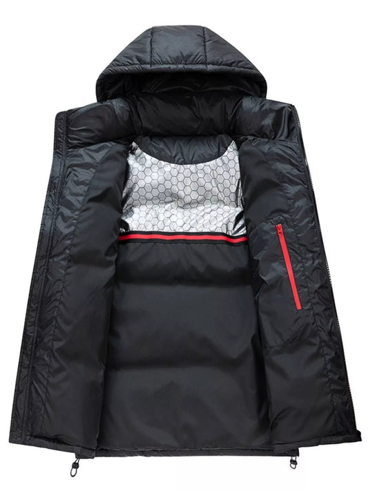 Men's Full Size Contrast Hooded Zip Up Down Jacket Plus Size