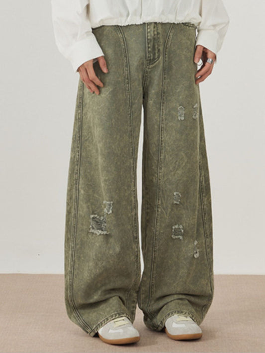 Men's Distressed Wide Leg Jeans