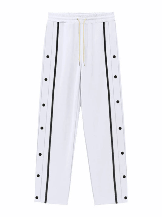 Men's Full Size Snap-Button Pants with Side Stripe Detail Plus Size