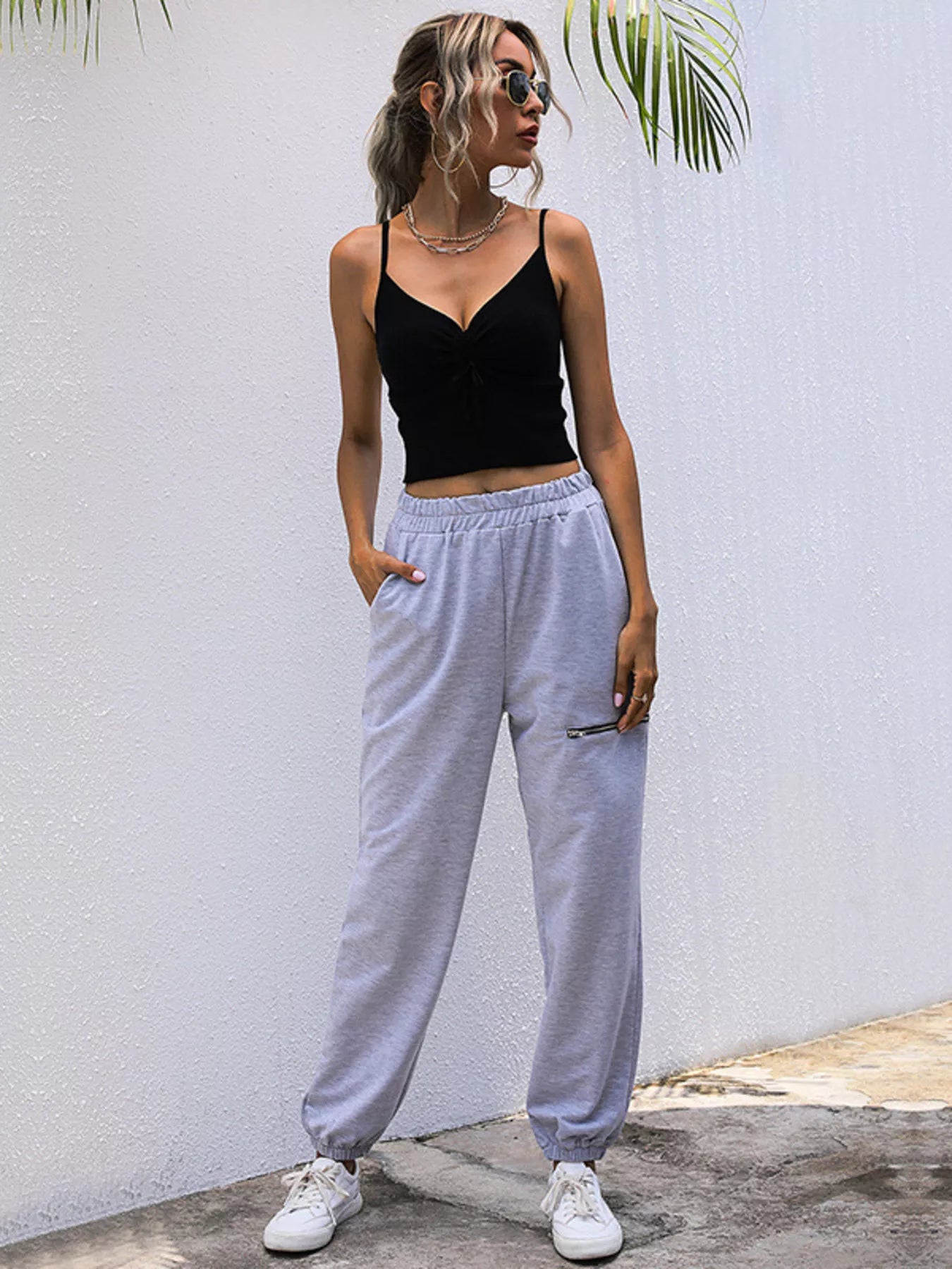 Casual High Waist Cutout Joggers