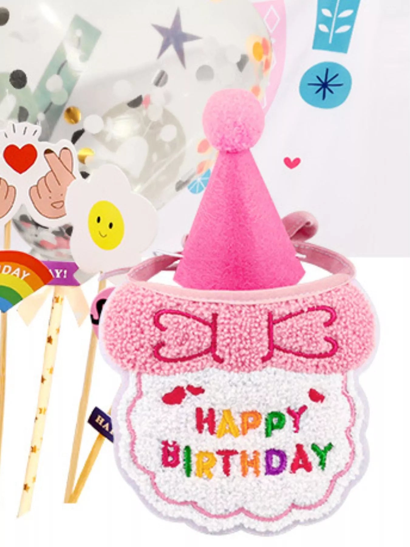 7 Piece Pet Birthday Hat & Scarf Set