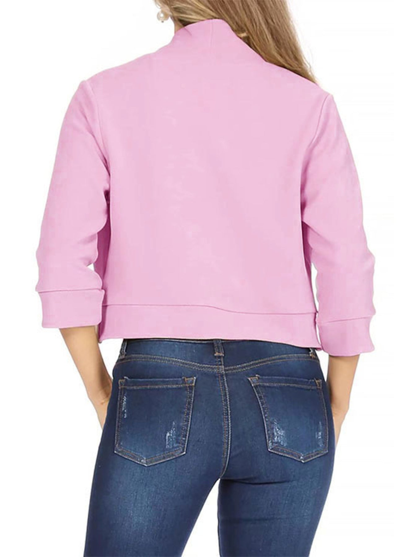 Full Size Cropped Open Front Blazer Plus Size
