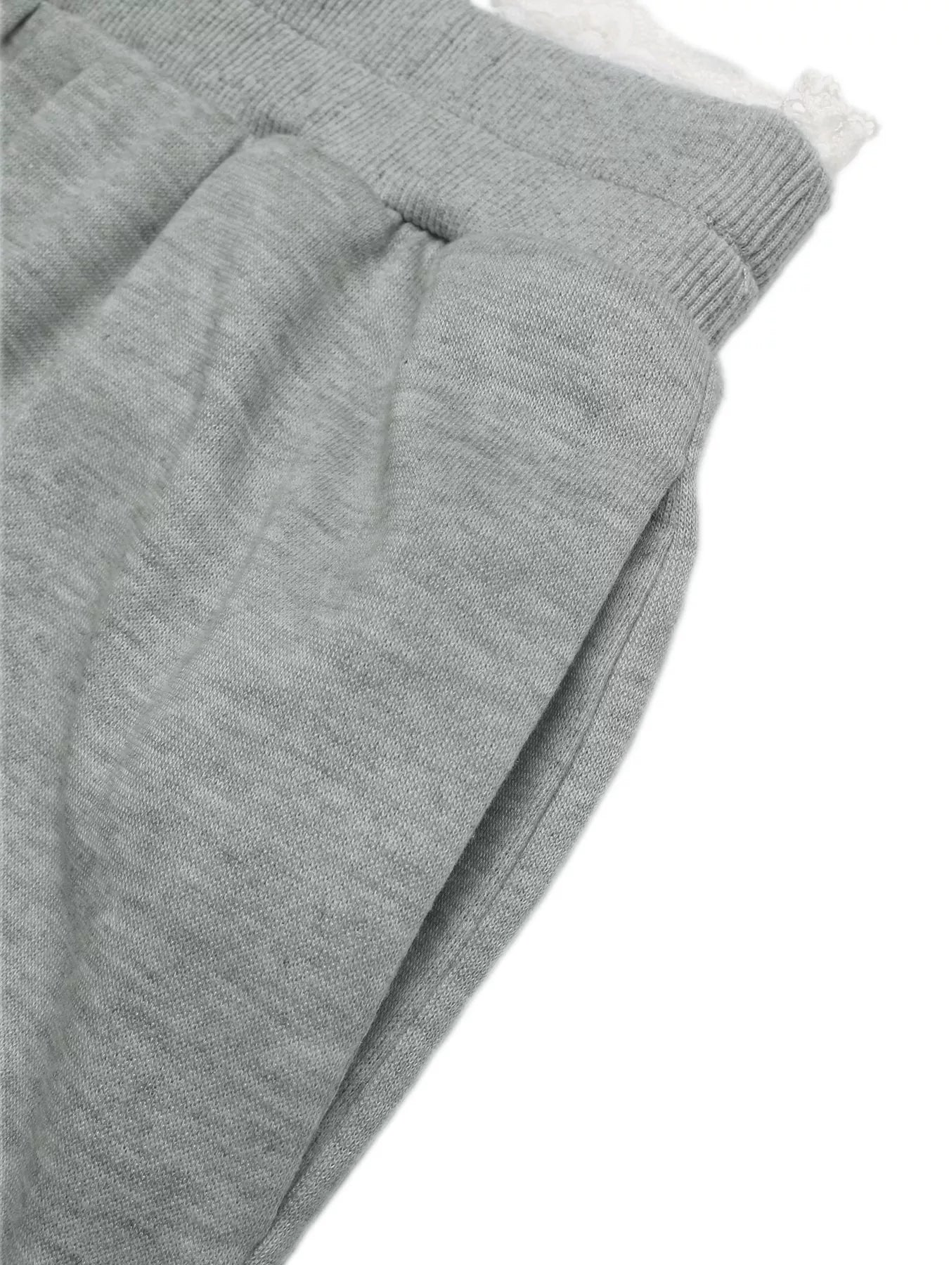 Lace Detail Wide Leg Casual Pants