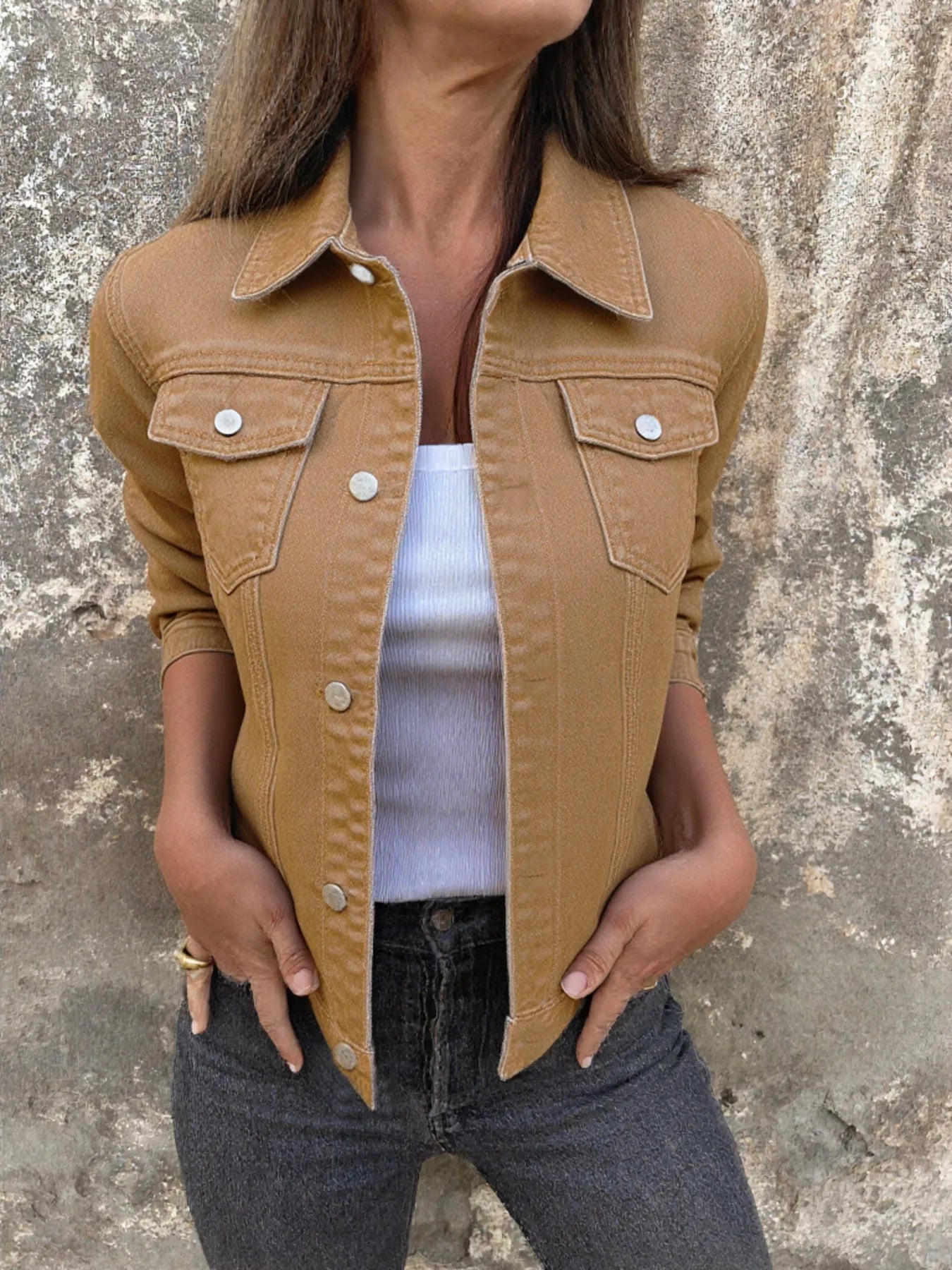 Button Front Closure Denim Jacket