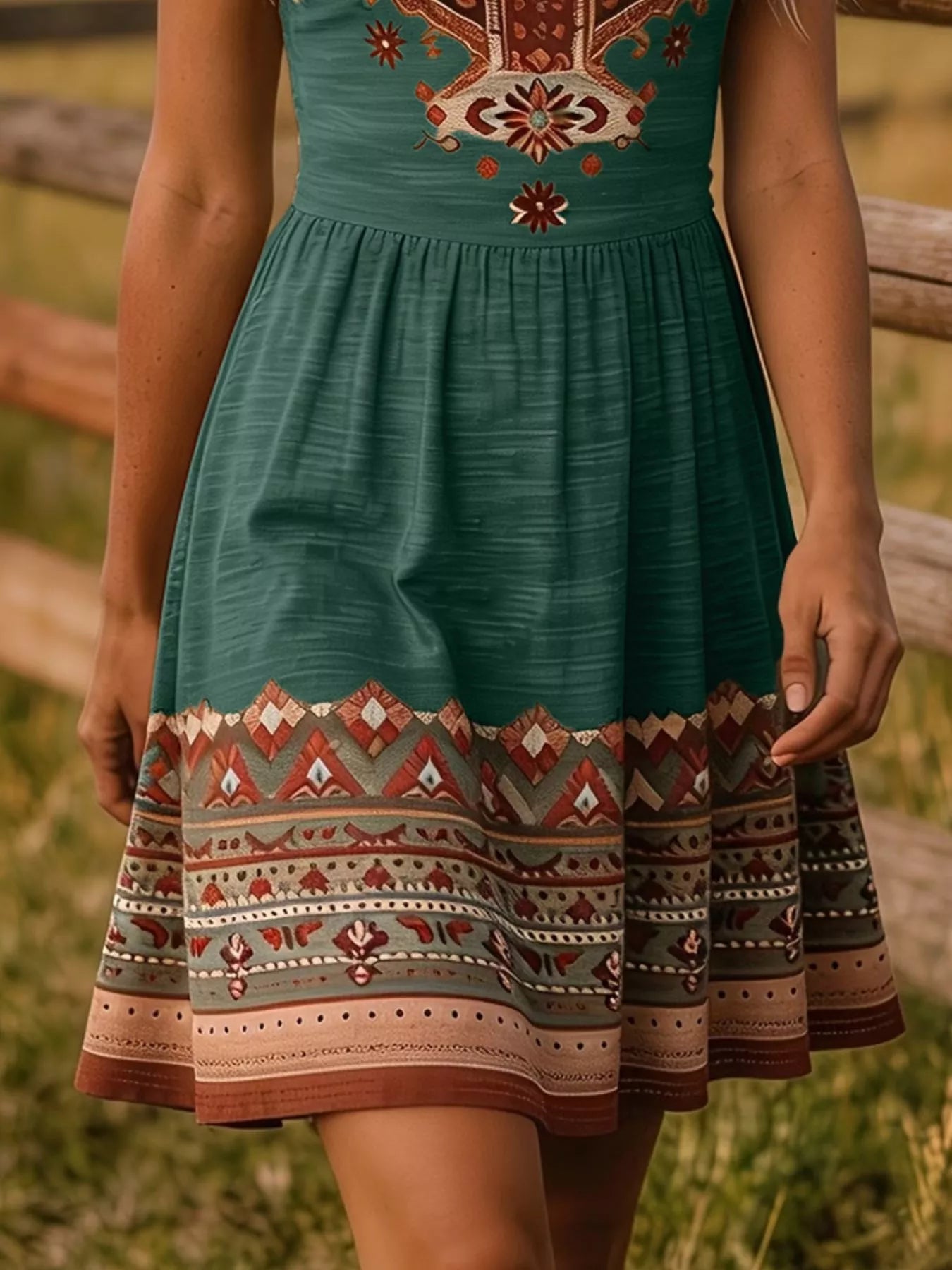 Tribal Print Sleeveless A-Line Summer Dress