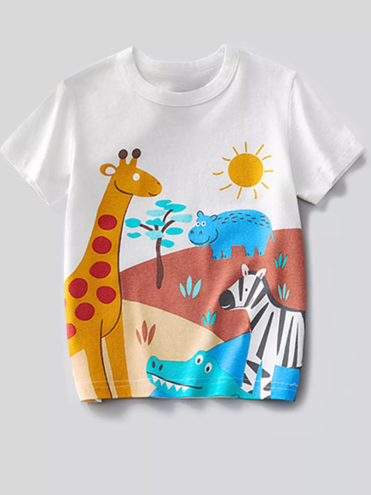 Children's Animal Print Short Sleeve T-Shirt