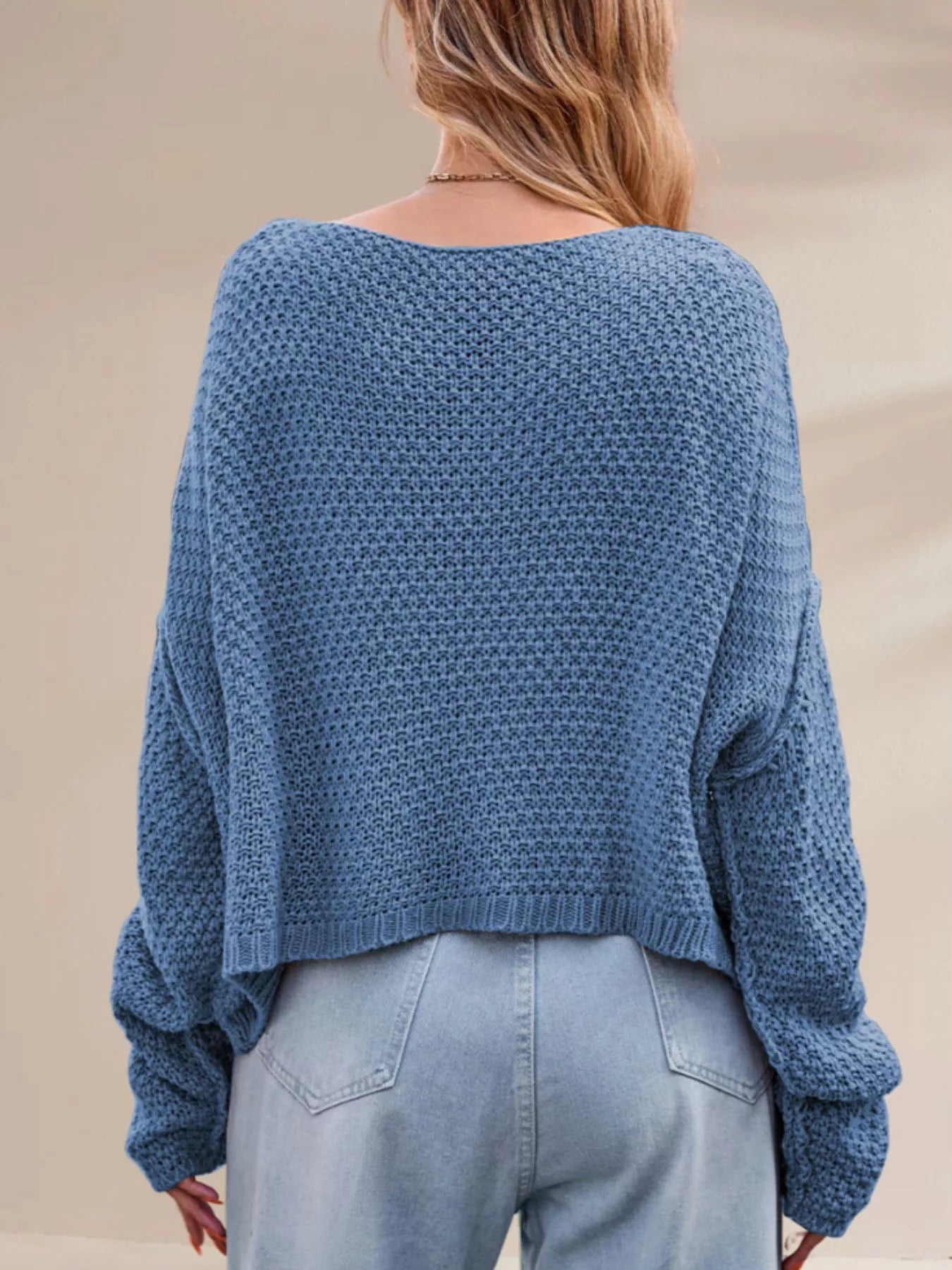 Cable Knit Dropped Shoulder Sweater