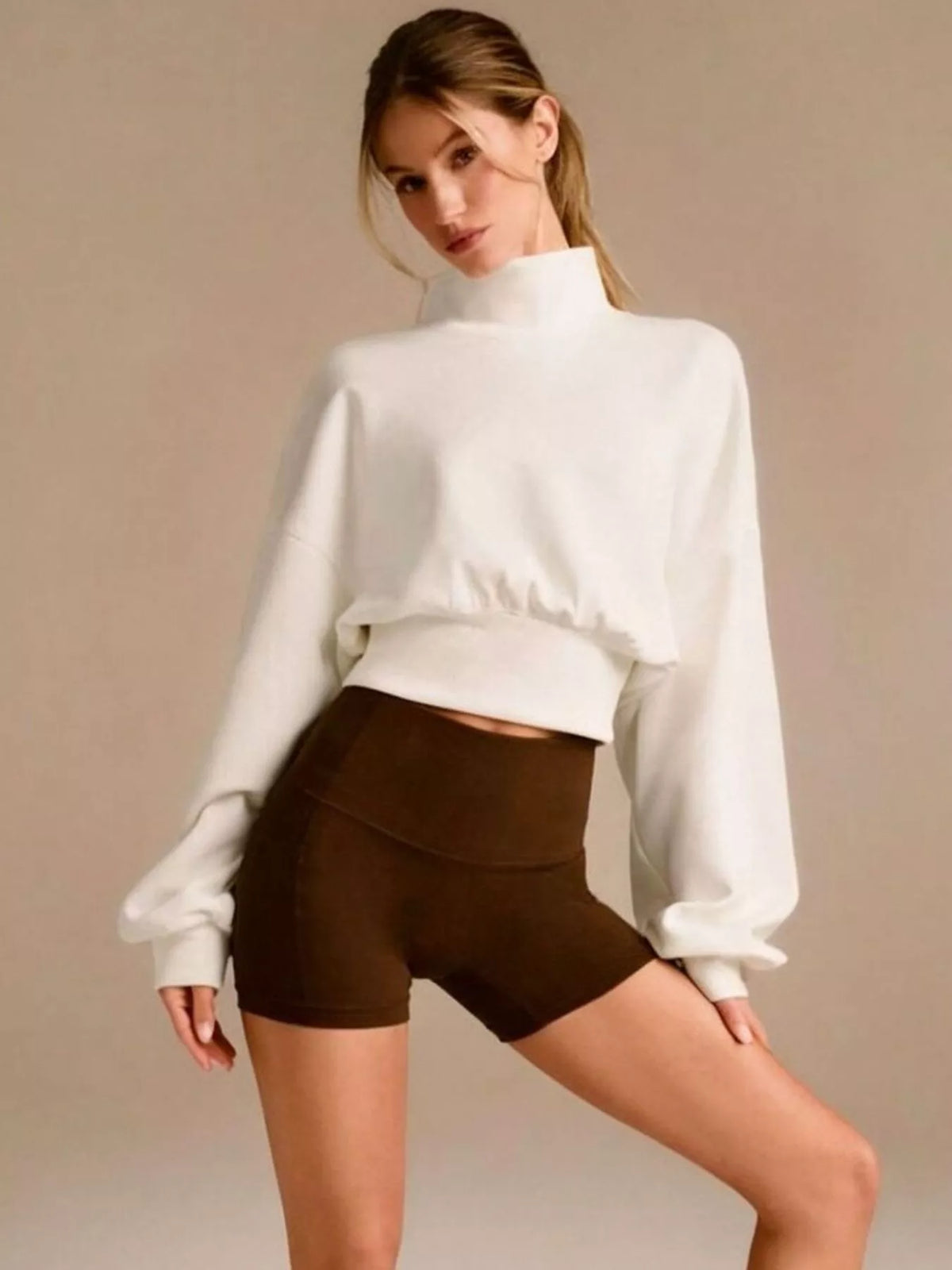 Turtleneck Dropped Shoulder Sweatshirt