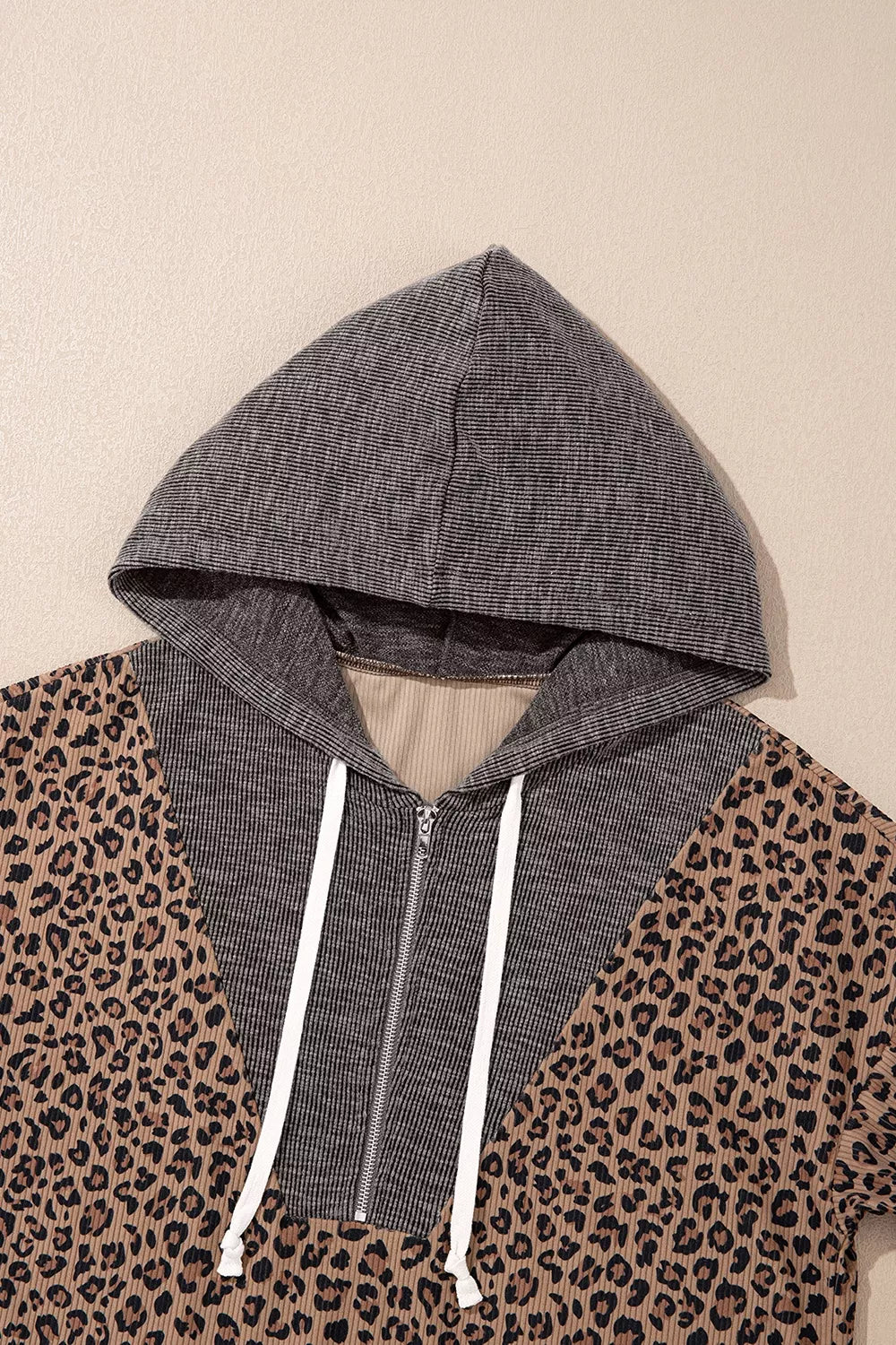 Leopard Print Quarter-Zip Hoodie