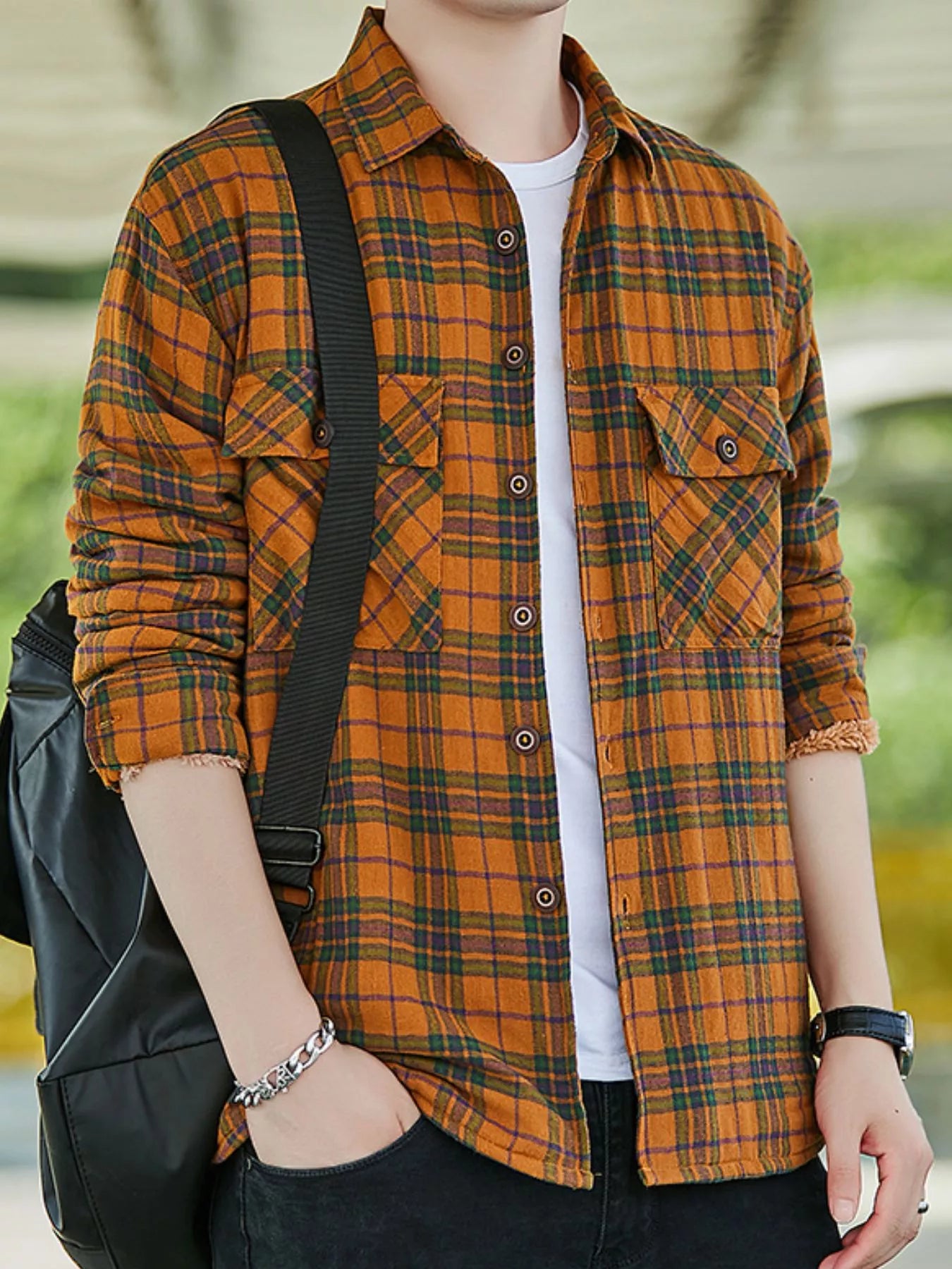 Men's Plus Size Casual Plaid Button Up Shirt