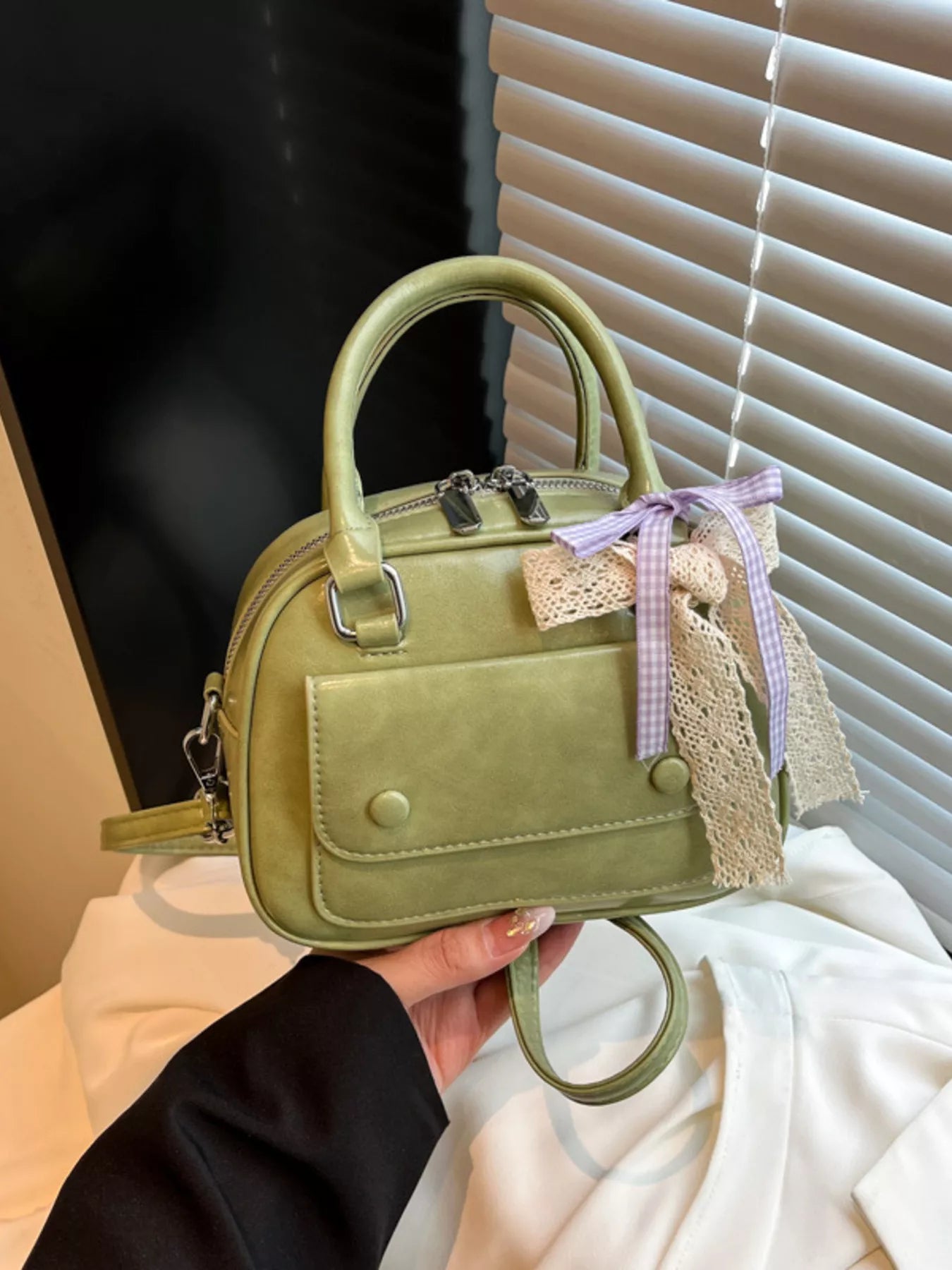 Bow Decor Top Handle Handbag