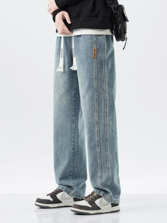 Men's Full Size Washed Loose Fit Wide Leg Jeans Plus Size