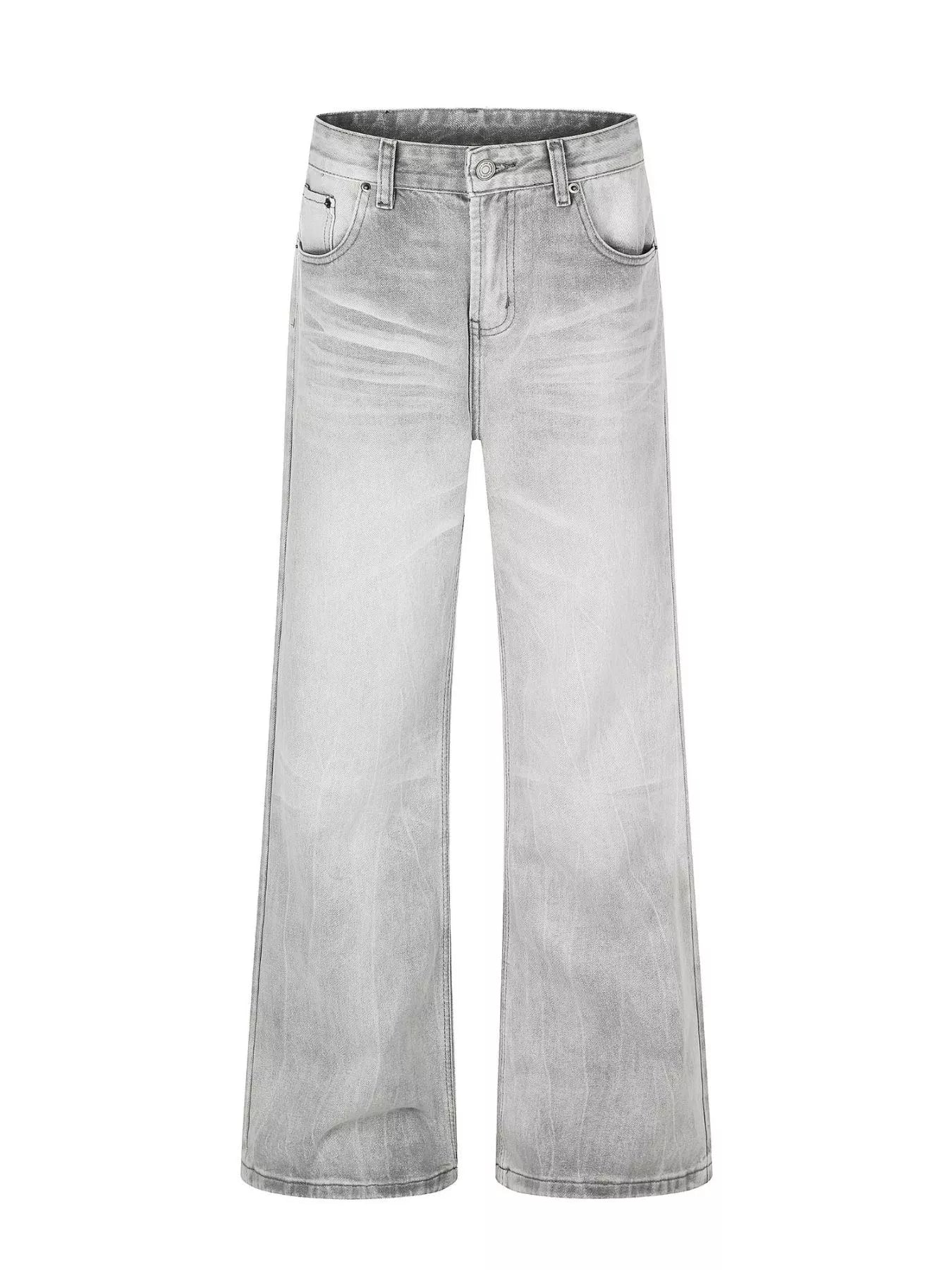 Men's Full Size Vintage Wash Wide Leg Jeans Plus Size
