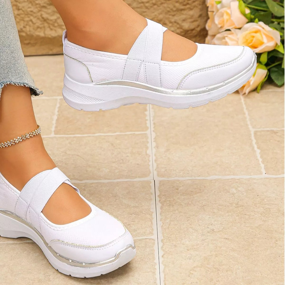 Comfortable Slip-Ons with Elastic Straps