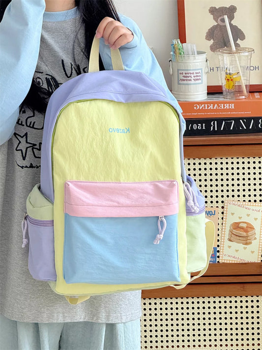 Color Block Lightweight Backpack Bag