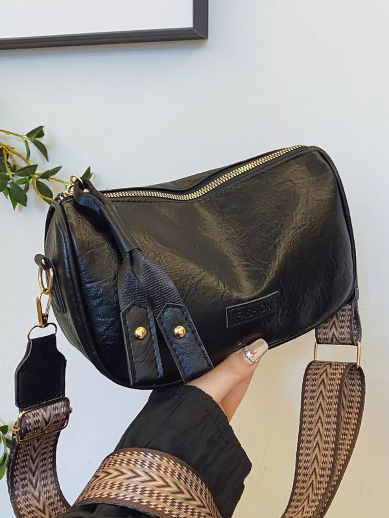 Retro Style Shoulder Crossbody Bag with Wide Strap