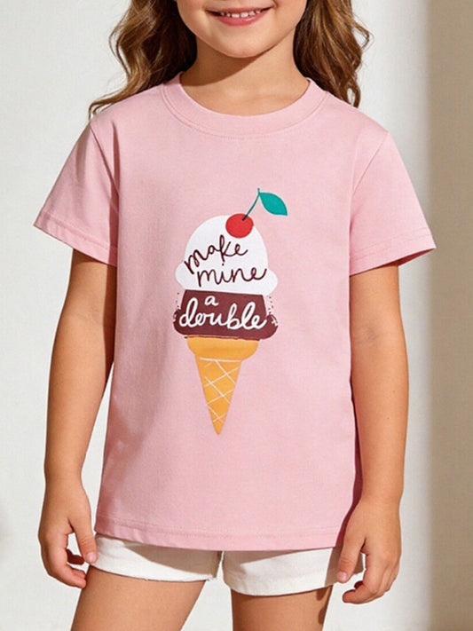 Children's Ice Cream Graphic Short Sleeve T-Shirt