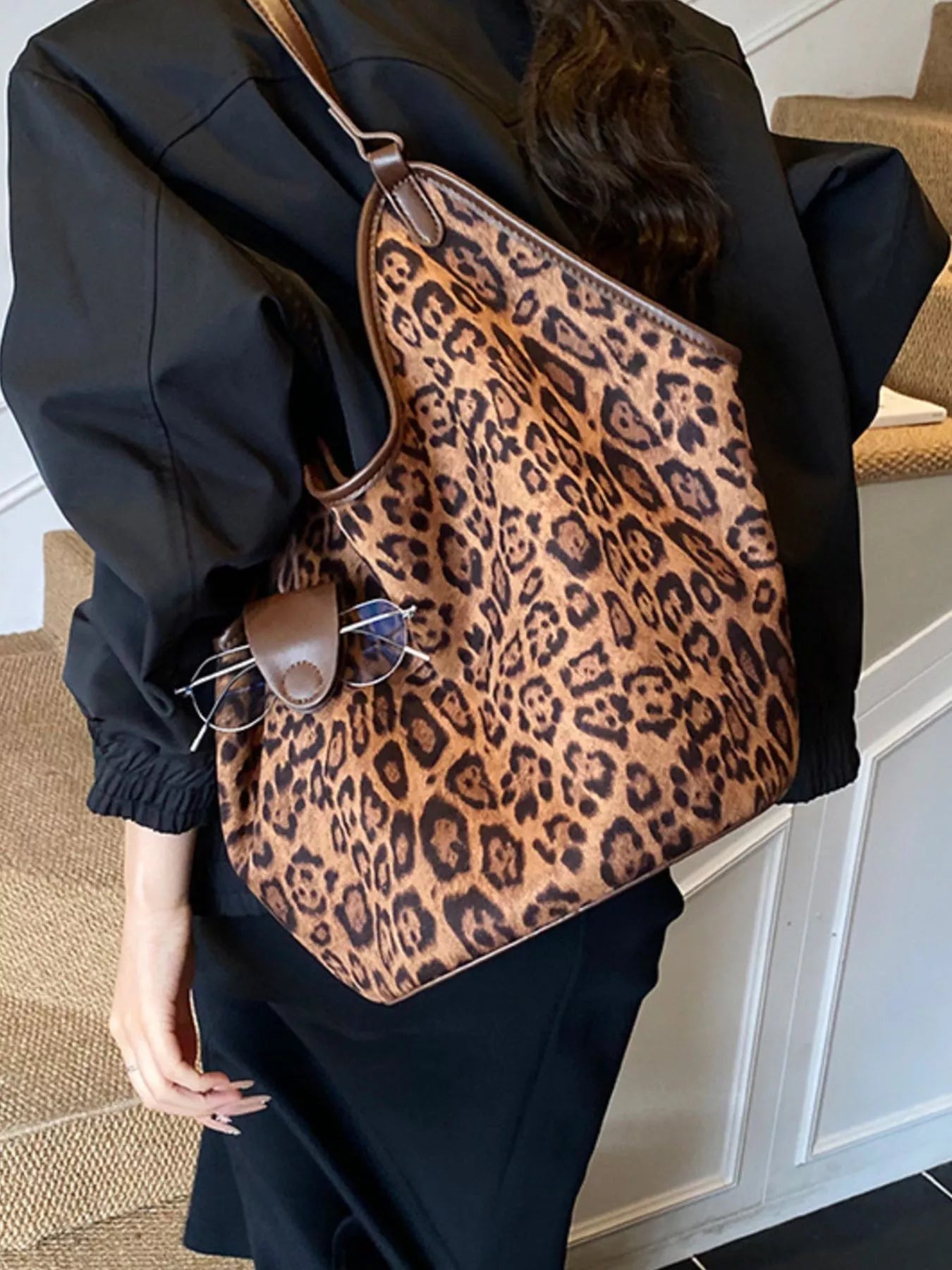 Leopard Print Large Tote Bag