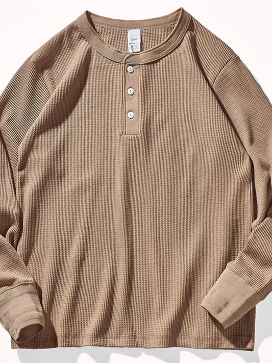 Men's Plus Size Button Detail Long Sleeve T-Shirt
