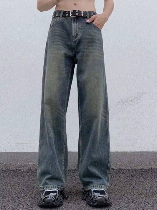 Men's Full Size Wide Leg Washed Jeans Plus Size
