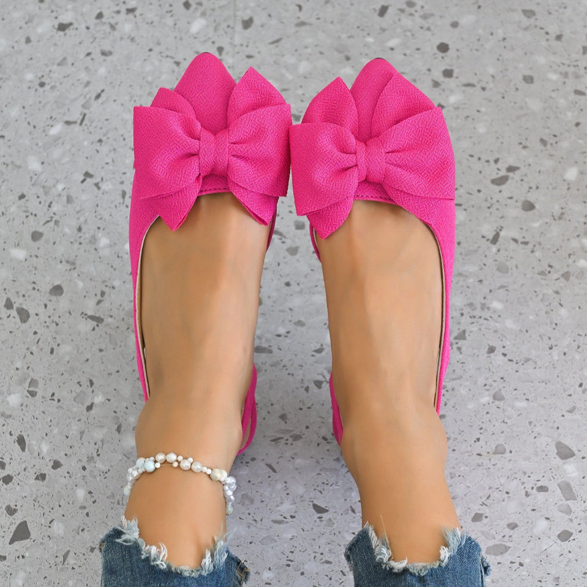 Bow Point Toe Slingback Sandals