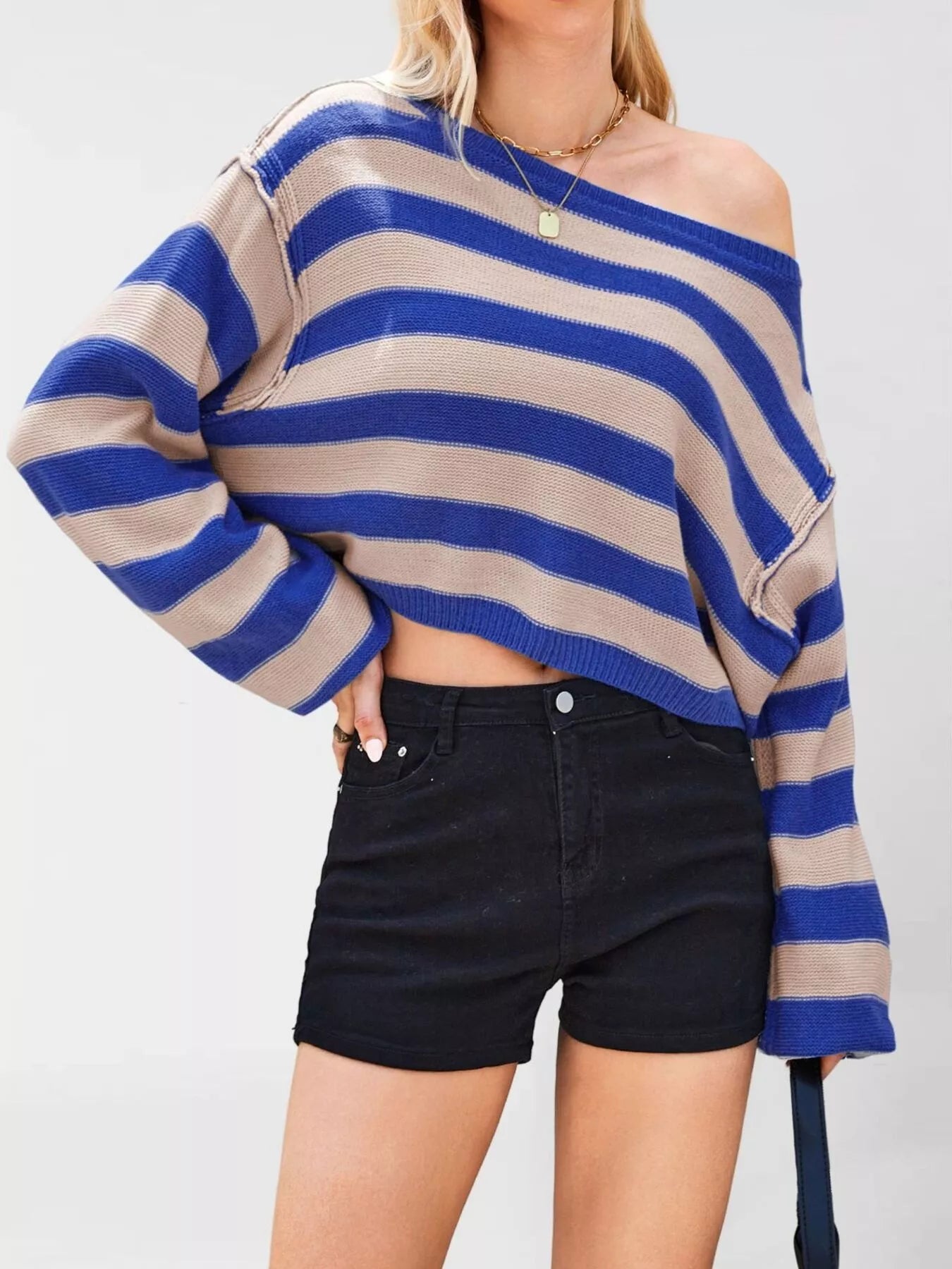 Striped Boat Neck Sweater