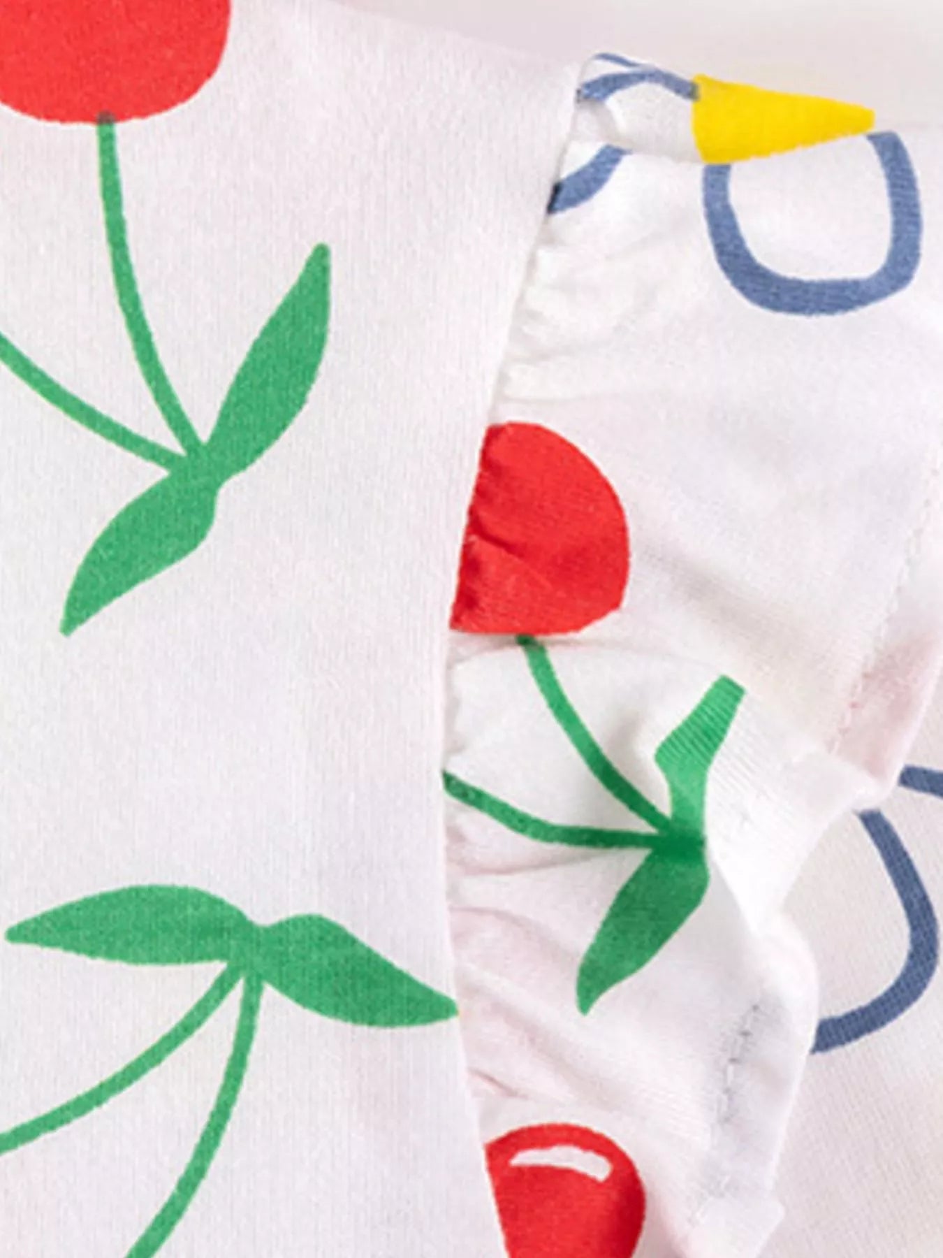 Children's Cherry & Flower Print Ruffled Long Sleeve T-Shirt